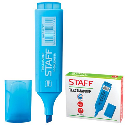 Текстовыделитель "Staff", 1-5мм, скошенный наконечник, водная основа, голубой - фото 1 - id-p112722218