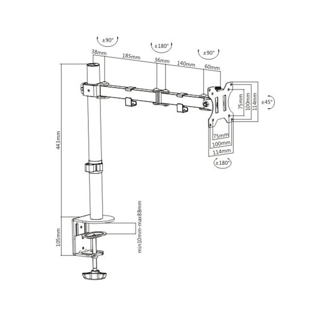 Настольный кронштейн Brateck LDT12-C012N для 1 монитора (13"-32") - фото 3 - id-p112706645