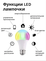 Лампочка WiFi RGB умная с таймером и голосовым управлением Алисой Tuya Smart Bulb (Е27 / 9W), фото 2