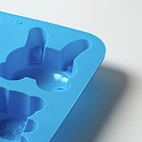 Форма силиконовая для выпечки Доляна «Заяц, мишка, бабочка», 26×17 см, 6 ячеек, цвет синий, фото 5