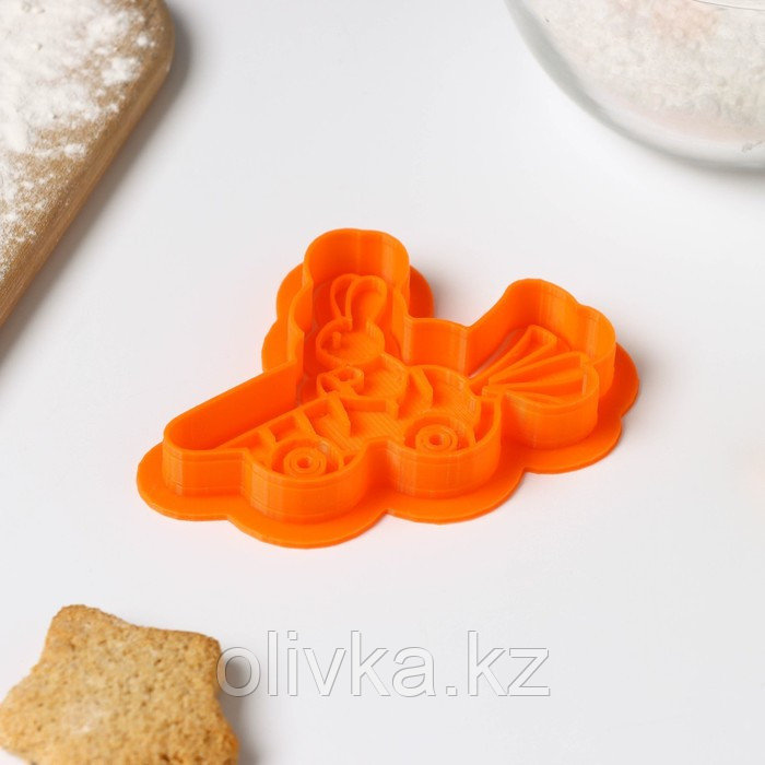 Форма для печенья «Зайка едет на морковке», вырубка, штамп, цвет оранжевый - фото 4 - id-p105471622
