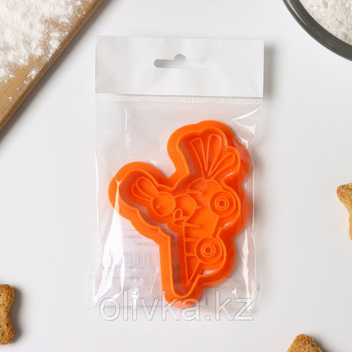 Форма для печенья «Зайка едет на морковке», вырубка, штамп, цвет оранжевый - фото 5 - id-p105471622