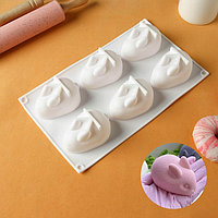 Форма силиконовая для выпечки и муссовых десертов KONFINETTA «Кролик», 29×17,2×4,3 см, 6 ячеек, ячейка