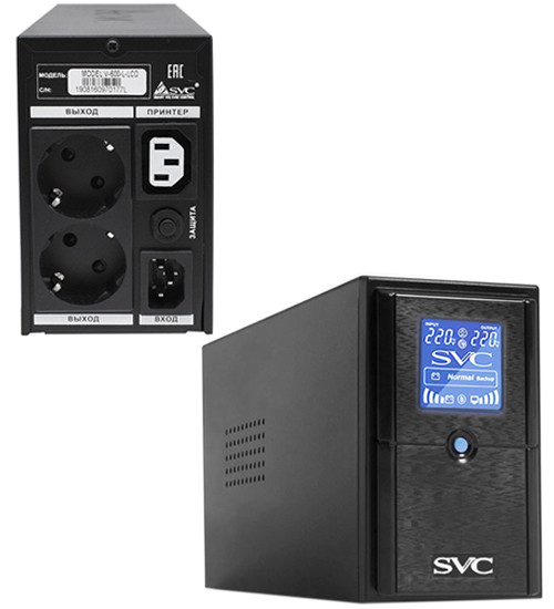 ИБП SVC V-650-L-LCD черный - фото 2 - id-p112716685