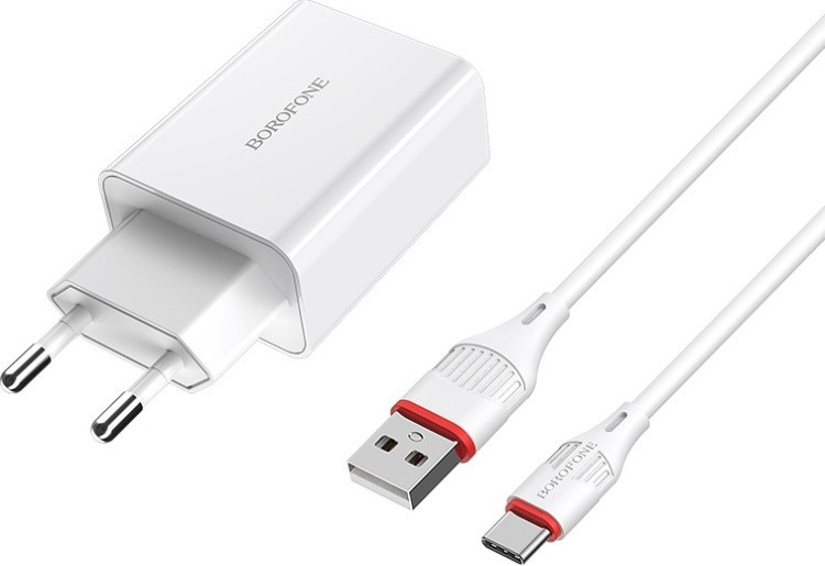 Зарядное устройство Borofone BA21A USB Type-C 1 м белый - фото 2 - id-p112724677