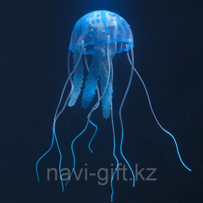 Декор для аквариума "Медуза" силиконовая, с неоновым эффектом, 5 х 5 х 15 см, синяя - фото 2 - id-p112724843