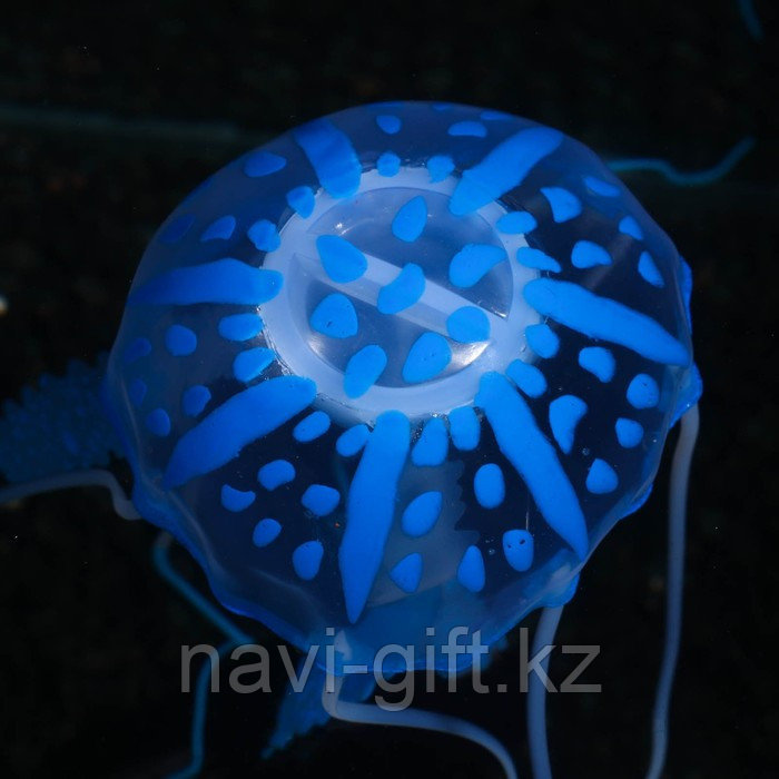 Декор для аквариума "Медуза" силиконовая, с неоновым эффектом, 5 х 5 х 15 см, синяя - фото 3 - id-p112724843