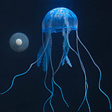 Декор для аквариума "Медуза" силиконовая, с неоновым эффектом, 5 х 5 х 15 см, синяя, фото 4