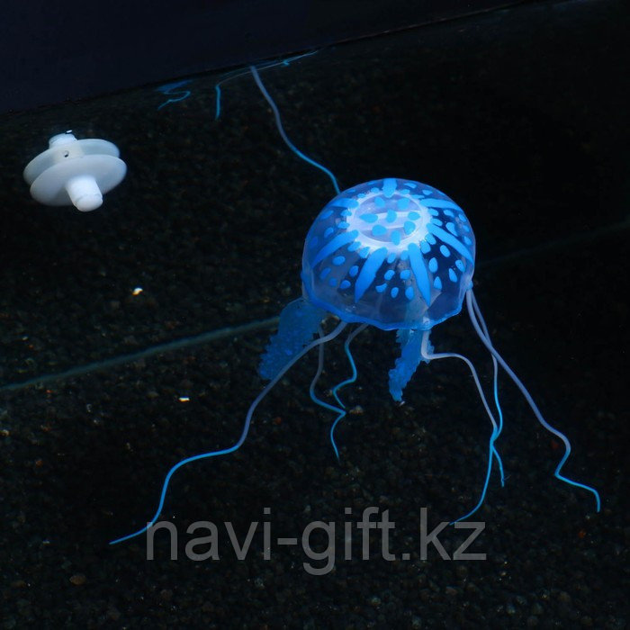 Декор для аквариума "Медуза" силиконовая, с неоновым эффектом, 5 х 5 х 15 см, синяя - фото 5 - id-p112724843