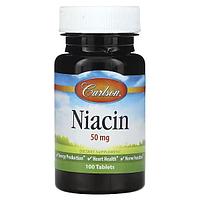 Carlson, Ниацин (витамин В3), 50 мг, 100 таблеток