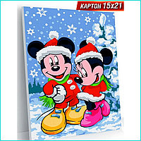 Картина по номерам "Новый год. Микки и Минни" Disney (15х21)