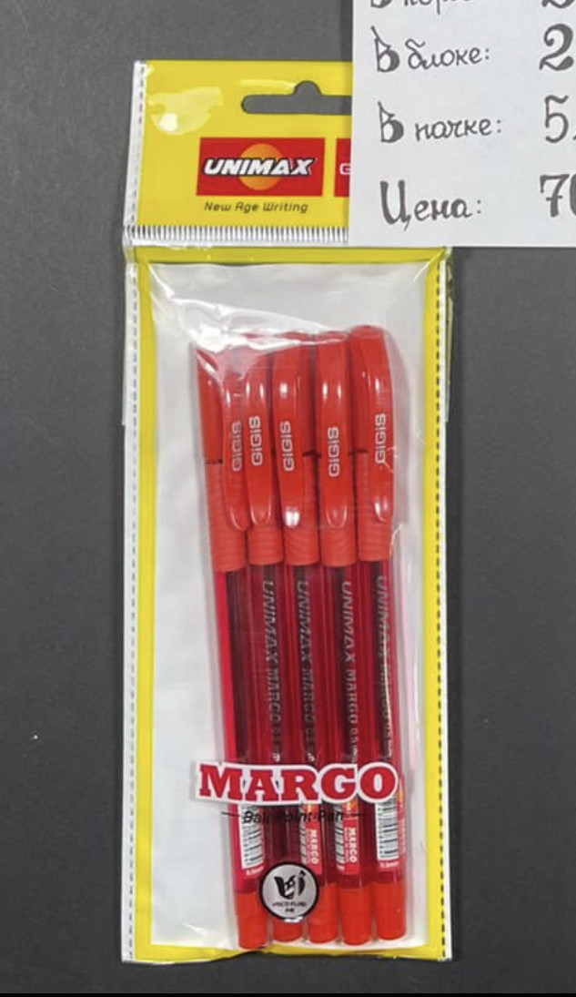 Ручка шариковая UNI-MAX MARGO 0.5мм красная
