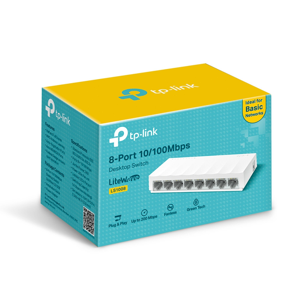 Коммутатор 8-портовый Tp-Link LS1008 LiteWave 8-портов 10/100 Мбит/с (RJ45) - фото 3 - id-p112786203