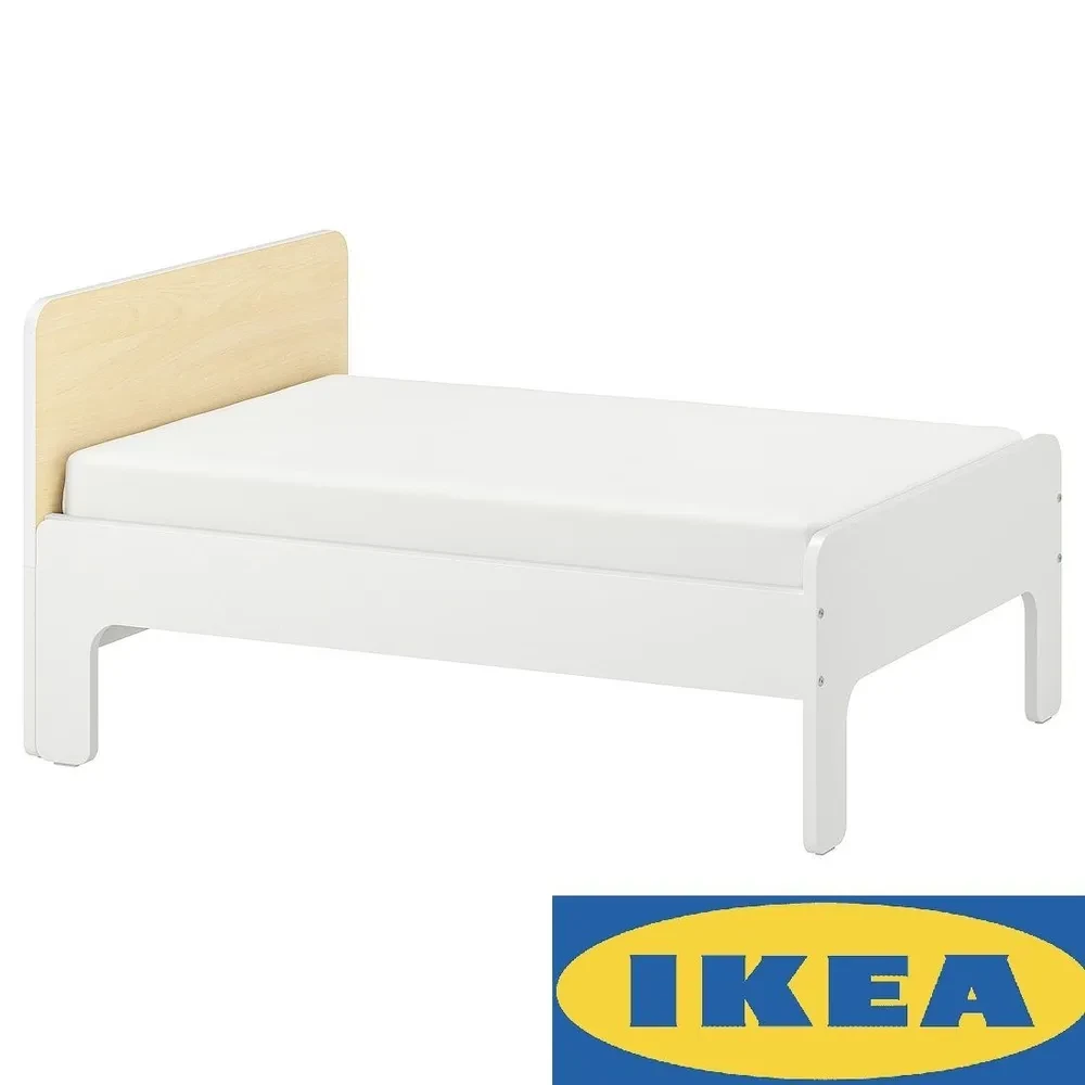 Раздвижная кровать СЛЭКТ  белый, береза 80x200 см ИКЕА, IKEA