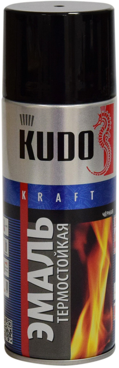 Эмаль аэрозольная термостойкая Kudo матовая цвет черный 520 мл - фото 1 - id-p112802105