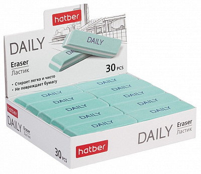 Ластик из термопластичной резины "Hatber Daily", 50x19x8мм, прямоугольный, комбинированный