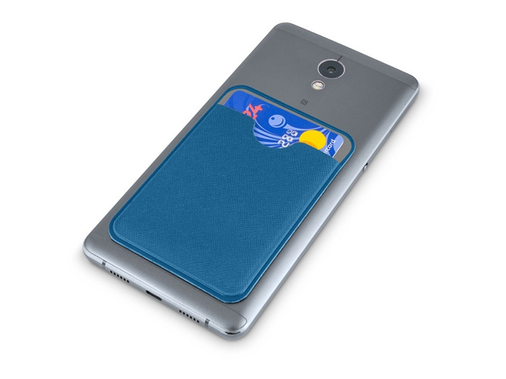 Чехол-картхолдер Favor на клеевой основе на телефон для пластиковых карт и и карт доступа, синий - фото 4 - id-p111807733