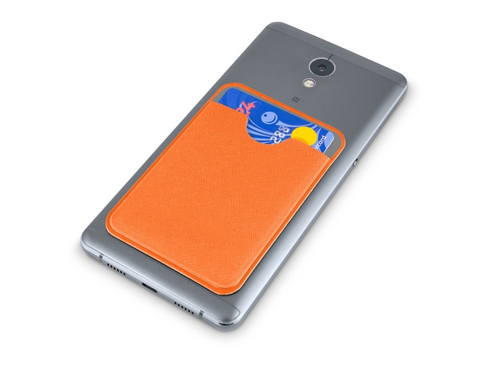 Чехол-картхолдер Favor на клеевой основе на телефон для пластиковых карт и и карт доступа, оранжевый - фото 4 - id-p111807737