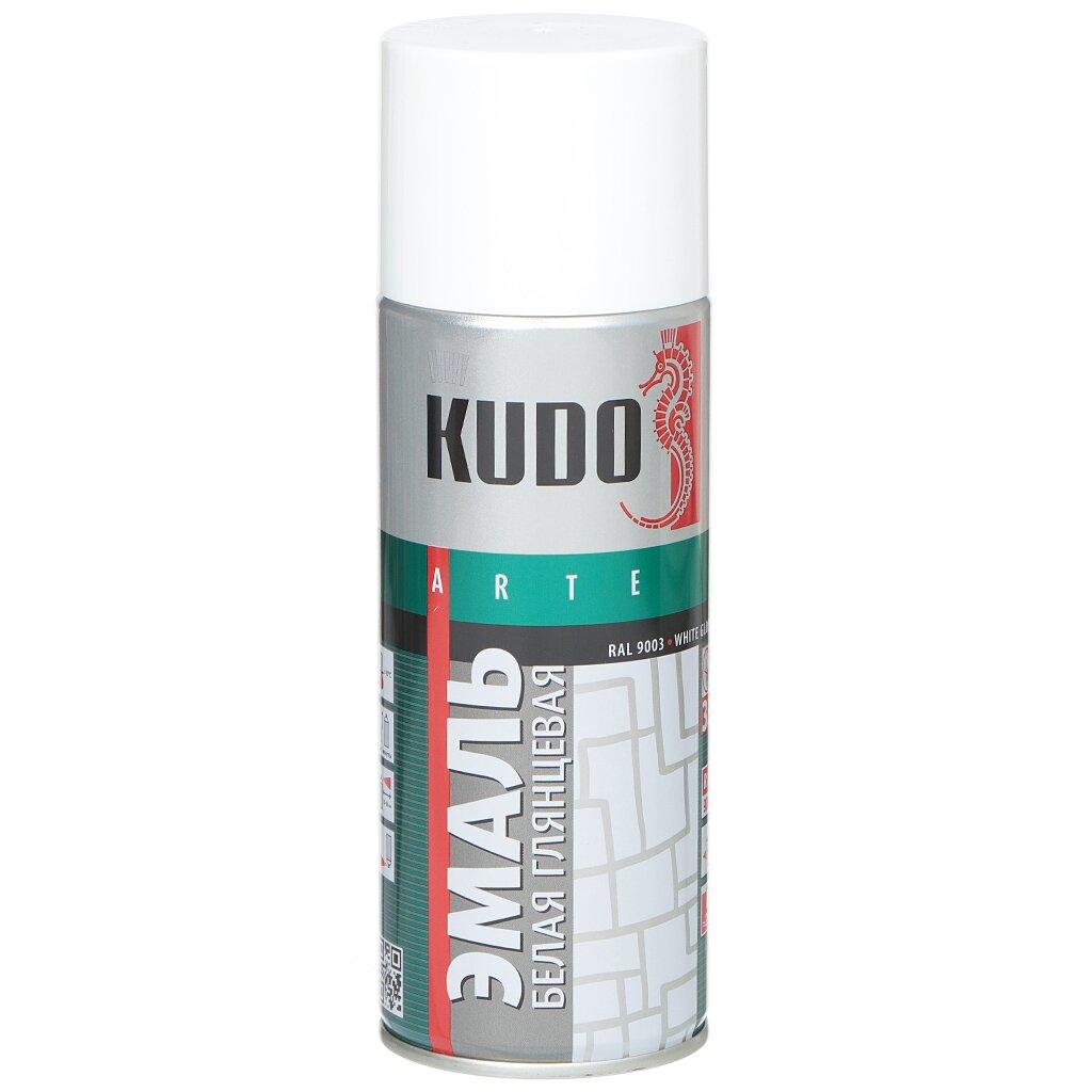 Эмаль аэрозольная, KUDO, универсальная, алкидная, глянцевая, белая, 520 мл, KU-1001 - фото 1 - id-p112807351
