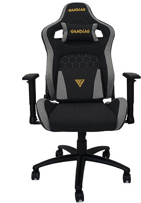 Кресло игровое Gamdias ZELUS M2 Weave, черный/серый, ткань, 140 кг, 2D, 90°-150°, крестовина металл