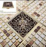 Донный трап душевой с узором 001, с сухим гидрозатвором