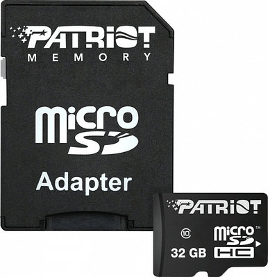 Карта памяти MicroSD Patriot LX microSDHC, 32GB, PSF32GMCSDHC10, Class 10, UHS-I, + adapter SD