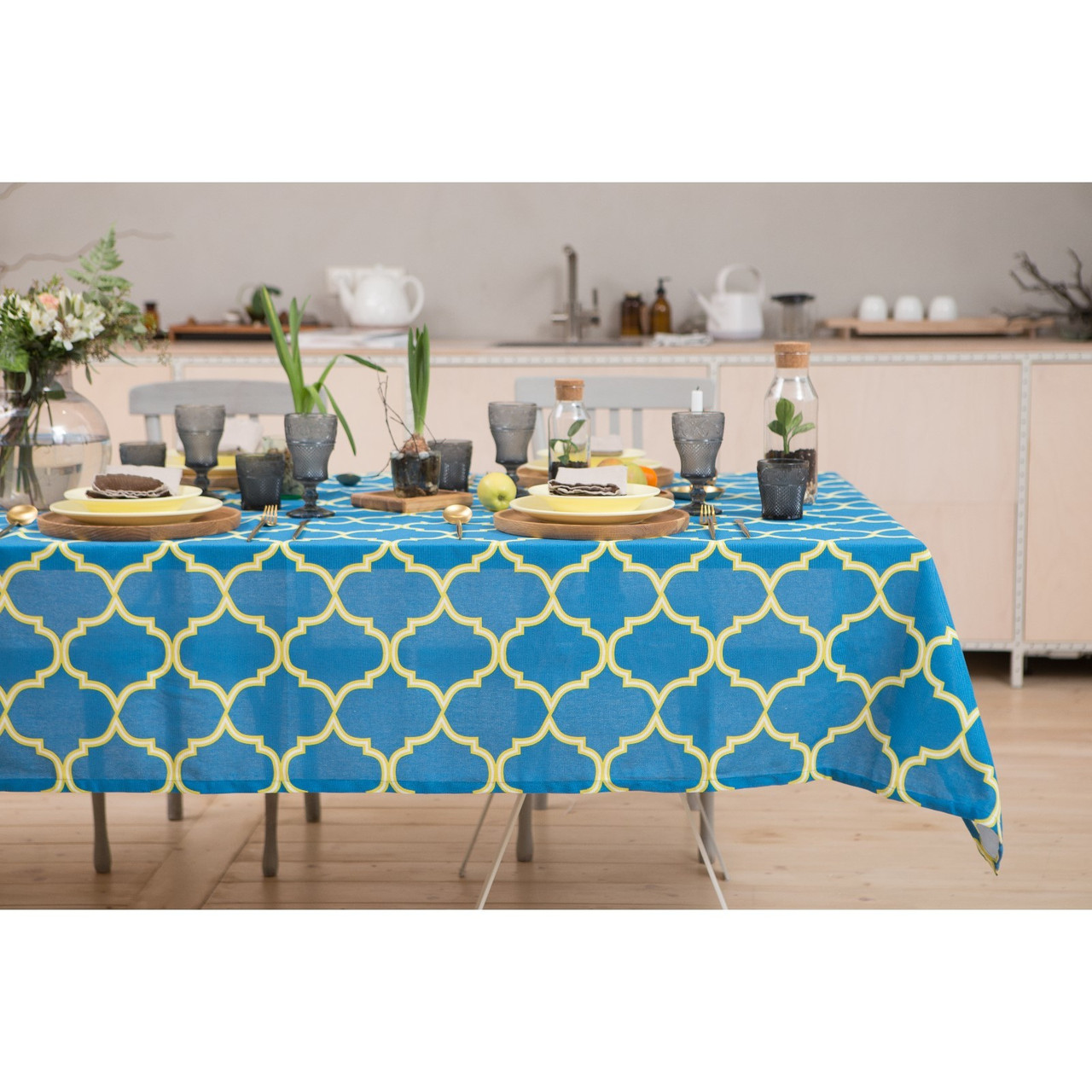 Скатерть "Доляна" Марокко Жёлтый 145х200 см, 100% хлопок, рогожка