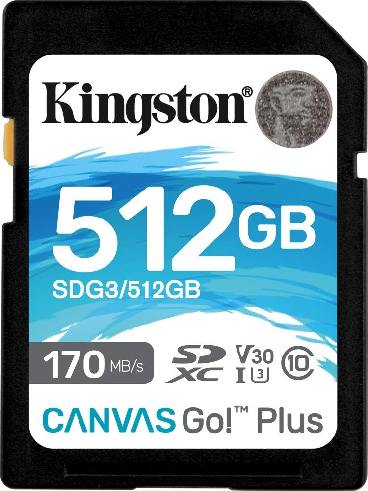 Карта памяти SD, Kingston Canvas Go! Plus, 512GB, SDG3/512GB, Class 10, UHS-I, R170/W90