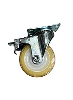 Колесо силиконовое с площадкой и тормозом, поворотное с подшипником диаметр d-100 мм, ширина 30 мм