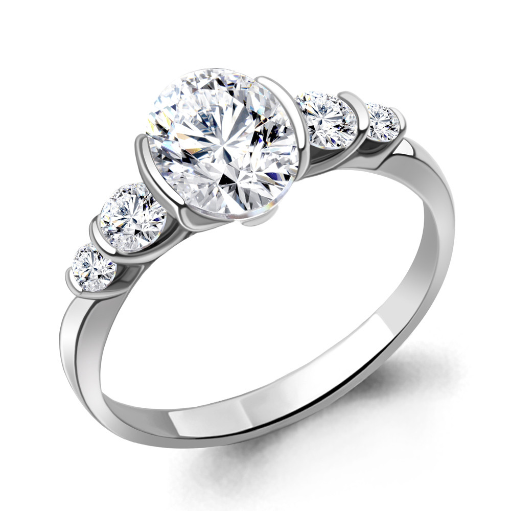 Серебряное кольцо Фианит Aquamarine 68348.5 покрыто родием