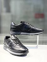 Кроссовки мужские кожаные черного цвета в Алматы. Качественная мужская обувь. 44