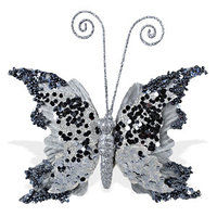 Декор Бабочка бархатная 14х15см металлик с блестками
