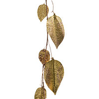 Декор Веточка с листьями металлическая золотая 110см