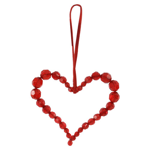 Декор Сердце из бусин красное 9см - фото 1 - id-p112810214