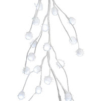 Декорация Ветка 1,2м белая Снежные шарики кабель белый 3м 48диодов LED indoor