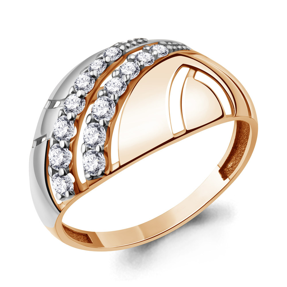 Серебряное кольцо  Фианит Aquamarine 64688А.6 позолота