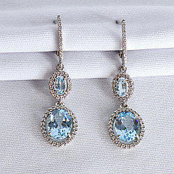 Серьги из серебра с топазами и фианитами Diamant 94-321-02046-1 серебро с родием