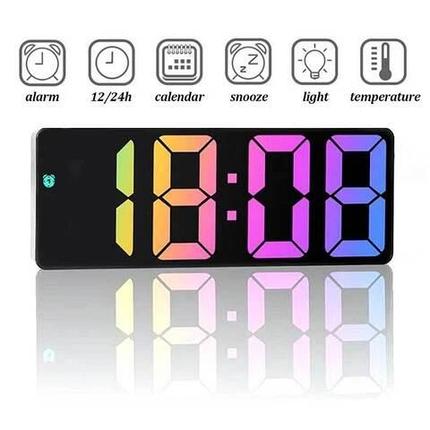 Настольные часы-термометр с большим разноцветным дисплеем Best Time LED Colorful {USB | батарейки}, фото 2
