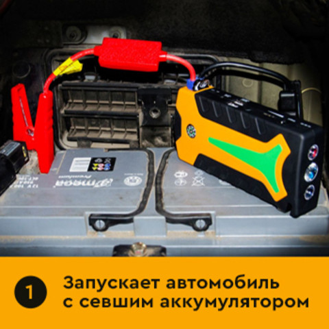 Пуско-зарядное устройство Jump Starter H25 в пластиковом кейсе с 2×USB, фонарем и компасом - фото 8 - id-p112814505