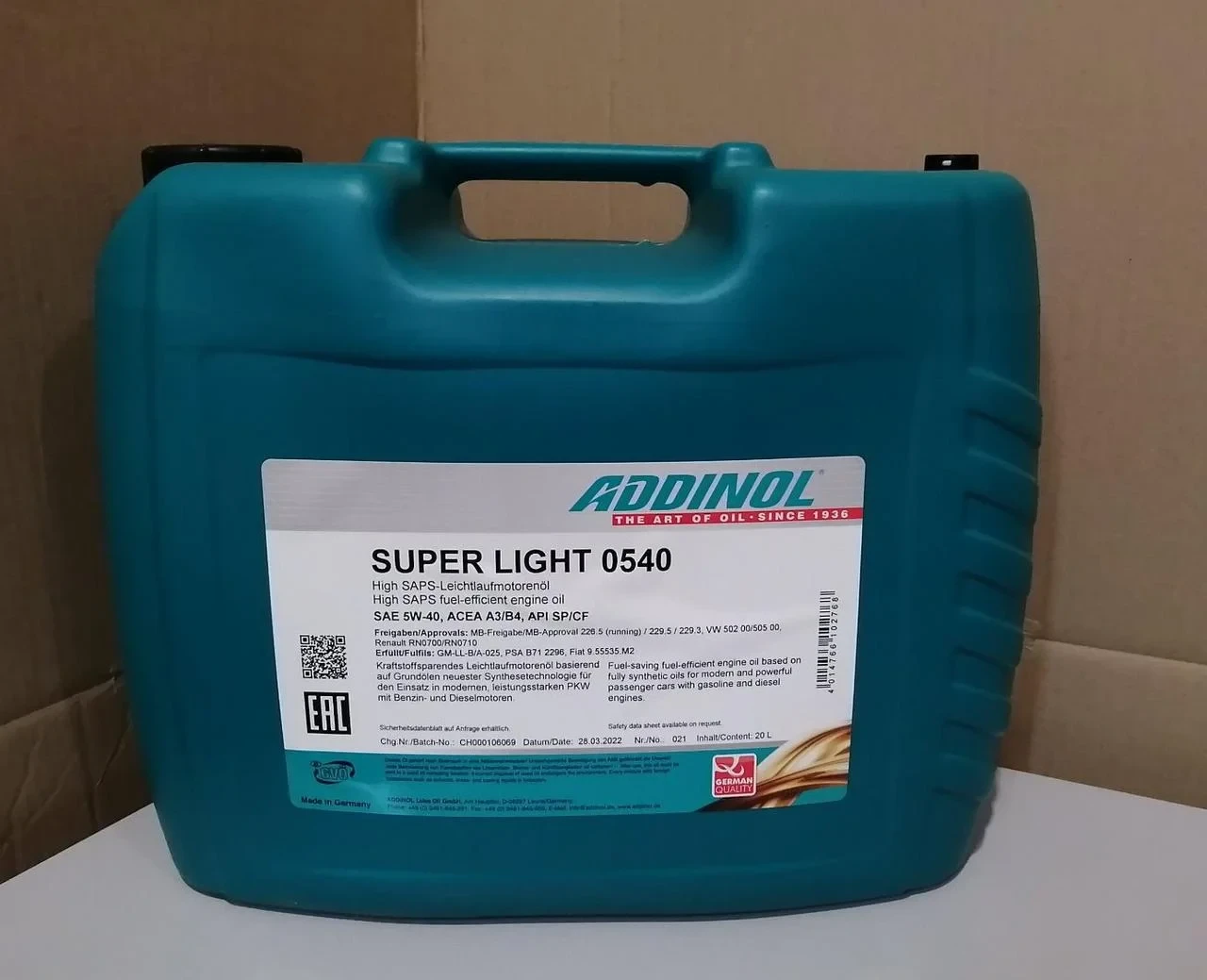 Масло ADDINOL SUPER LIGHT MV 0546 SAE 5W40 - фото 3 - id-p32750750
