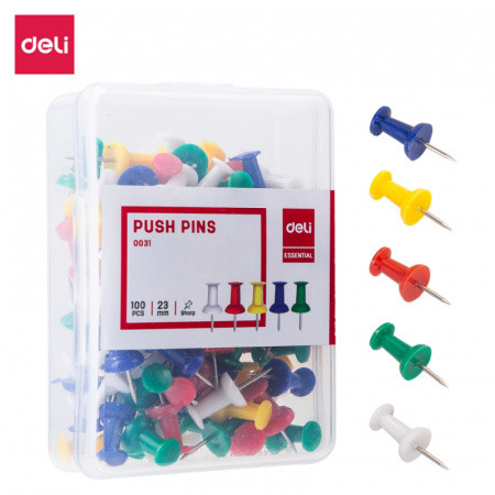 Гвоздики для доски DELI, цветные, 35 штук в пластиковой коробочке - фото 1 - id-p112819482