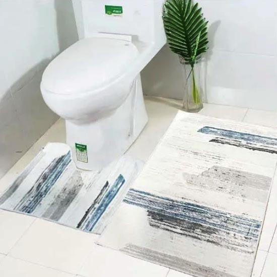 Коврик для ванной двойка 90х60 и 60х50 синий-серый