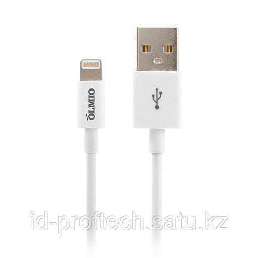 Кабель OLMIO USB 2.0 - Lightning, для Apple iPhone-iPod-iPad, 1м, белый - фото 1 - id-p112822769