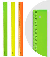 Линейка 30см СТАММ, пластиковая, с держателем, прозрачная, неоновые цвета, ассорти