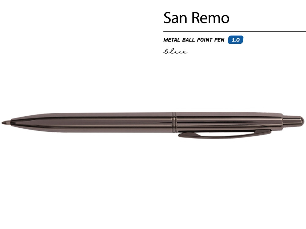 Ручка металлическая шариковая San Remo, вороненая сталь - фото 2 - id-p112825556