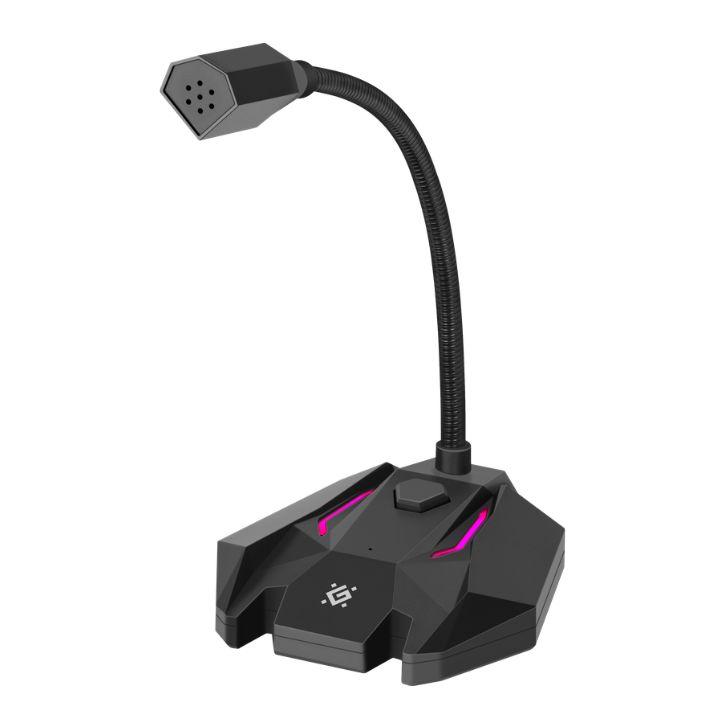 Игровой стрим микрофон Defender Tone GMC 100 USB, LED, черный