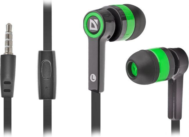 Наушники-вкладыши проводные Defender Pulse 420 черный + зеленый, фото 1