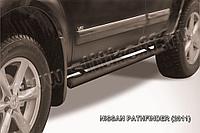 Защита порогов d76 труба черная Slitkoff для Nissan Pathfinder (2010-2014)