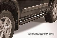 Защита порогов d76 труба черная Slitkoff для Nissan Pathfinder R51 (2004-2010)