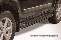 Защита штатного порога d42 черная Slitkoff для Nissan Pathfinder R51 (2004-2010)
